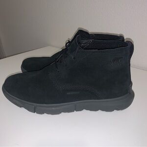 SOREL Explorer Next Drift Suede Chukka Boots 9 Black Waterproof Sherpa